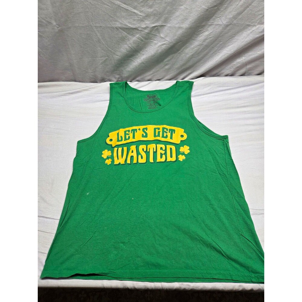 Spencer's Men's Green "Let's Get Wasted" Graphic Print Tank Top Sleeveless XL